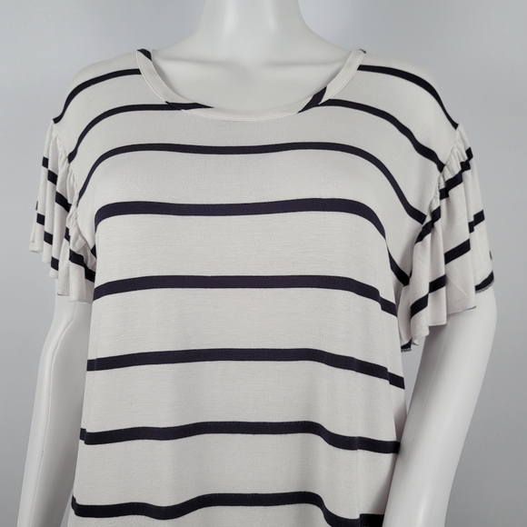 Chaser Cool Jersey Flouncy Sleeve Striped Tee - Picture 4 of 12